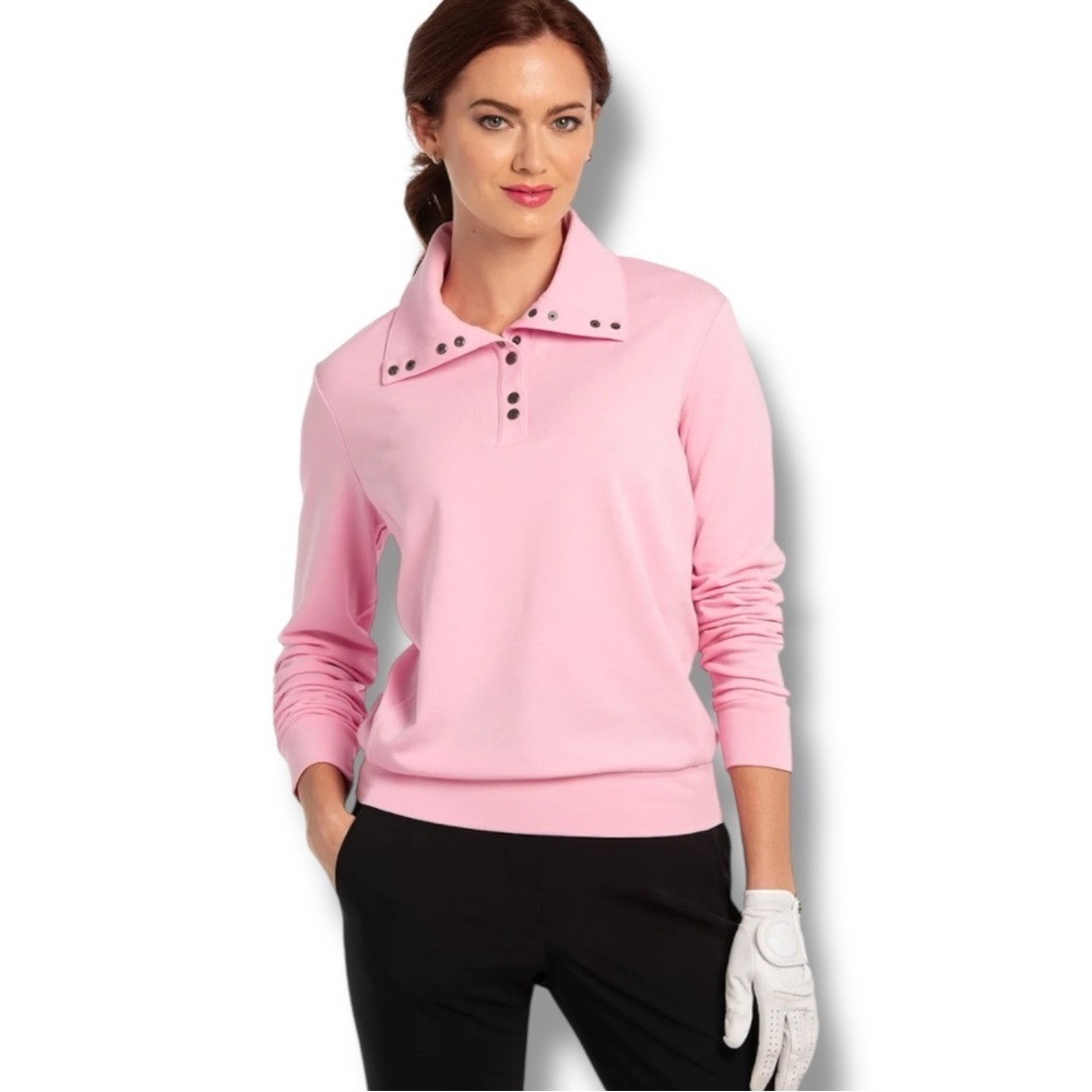 EP NEW YORK L/S Cozy Snap Placket Pullover - Rosay Pink XL